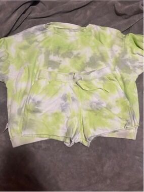 Free People tye dyed sweatshirt and short set
